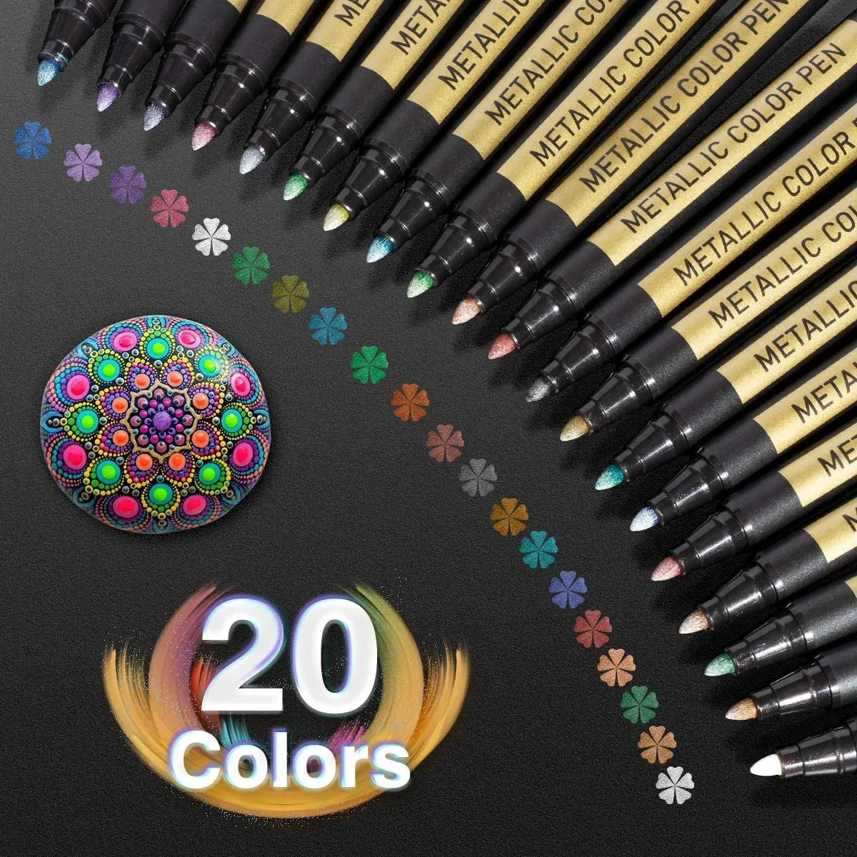 10 20 Colour Metallic Paint Marker Pen Set Permanent Writing for Rock Painting Photo Albums Scrapbooks Glass Wood Canvas Cards