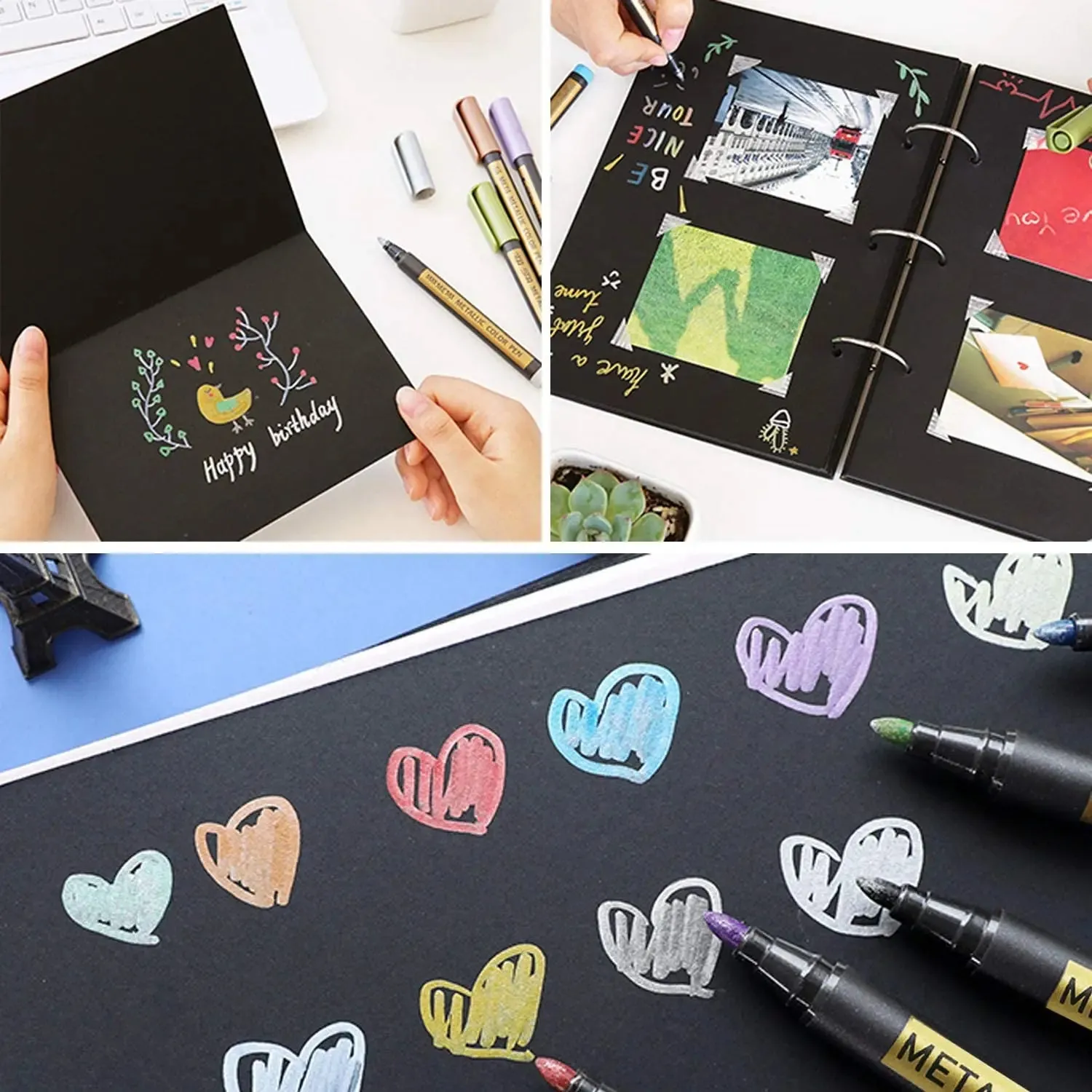 10 20 Colour Metallic Paint Marker Pen Set Permanent Writing for Rock Painting Photo Albums Scrapbooks Glass Wood Canvas Cards
