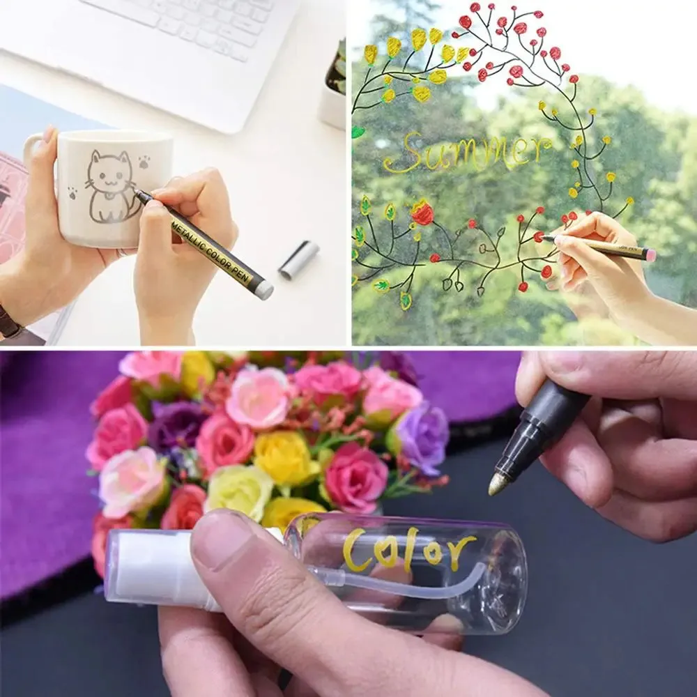 10 20 Colour Metallic Paint Marker Pen Set Permanent Writing for Rock Painting Photo Albums Scrapbooks Glass Wood Canvas Cards