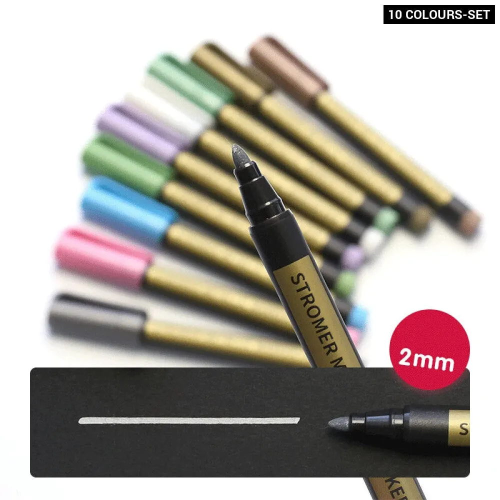 10 20 Colour Metallic Paint Marker Pen Set Permanent Writing for Rock Painting Photo Albums Scrapbooks Glass Wood Canvas Cards