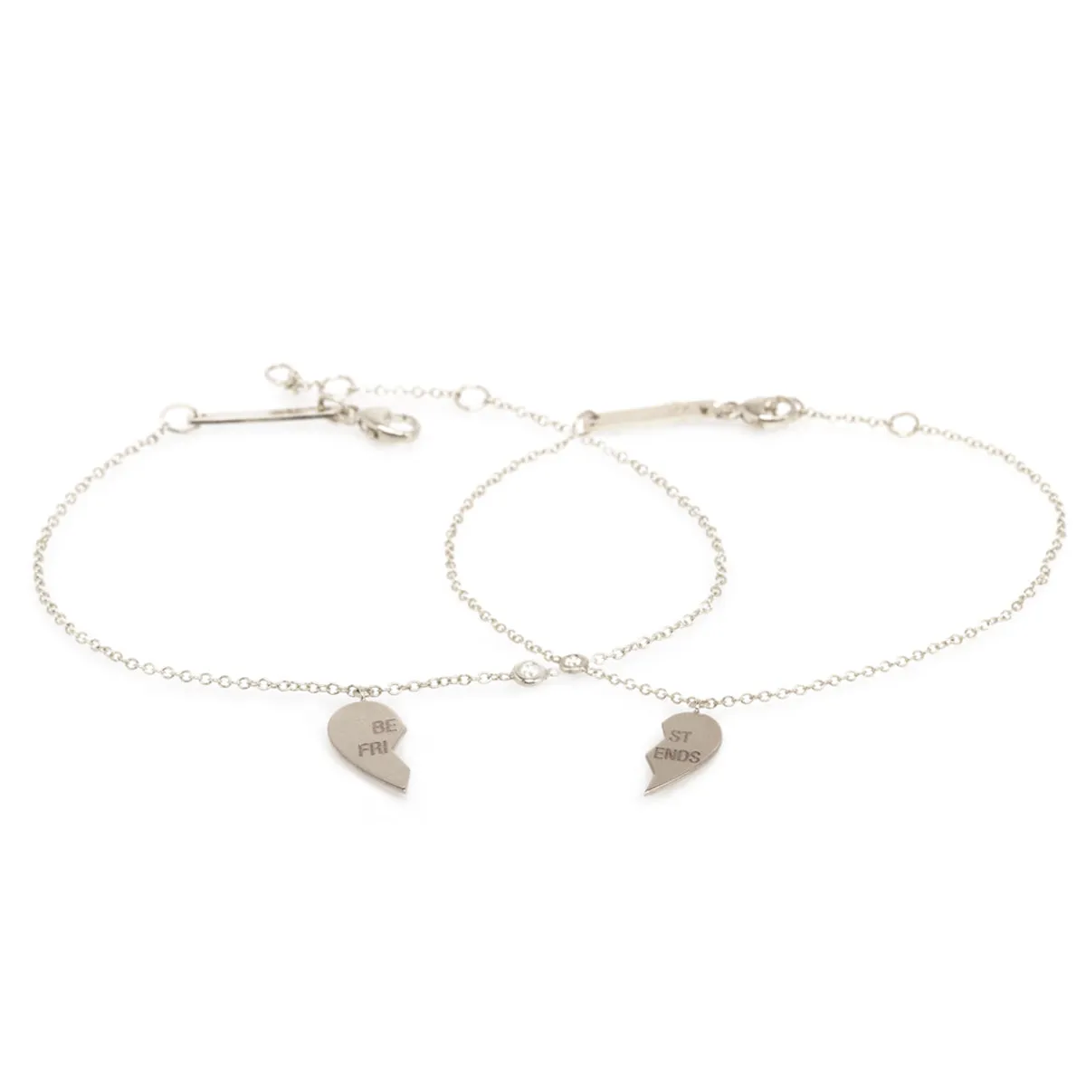 14k Midi Bitty BEST FRIENDS Charm & Diamond Bracelet Set