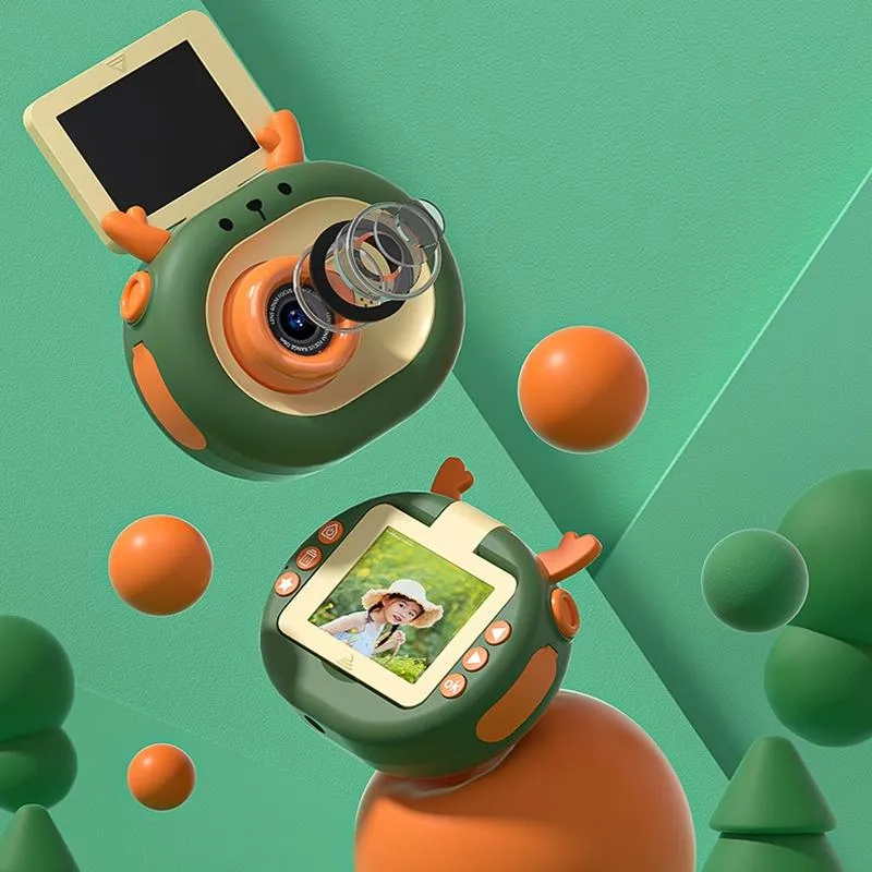 180-degree Flip-screen Cartoon Digital Camera with Stand 2.4-inch 1080p Hd