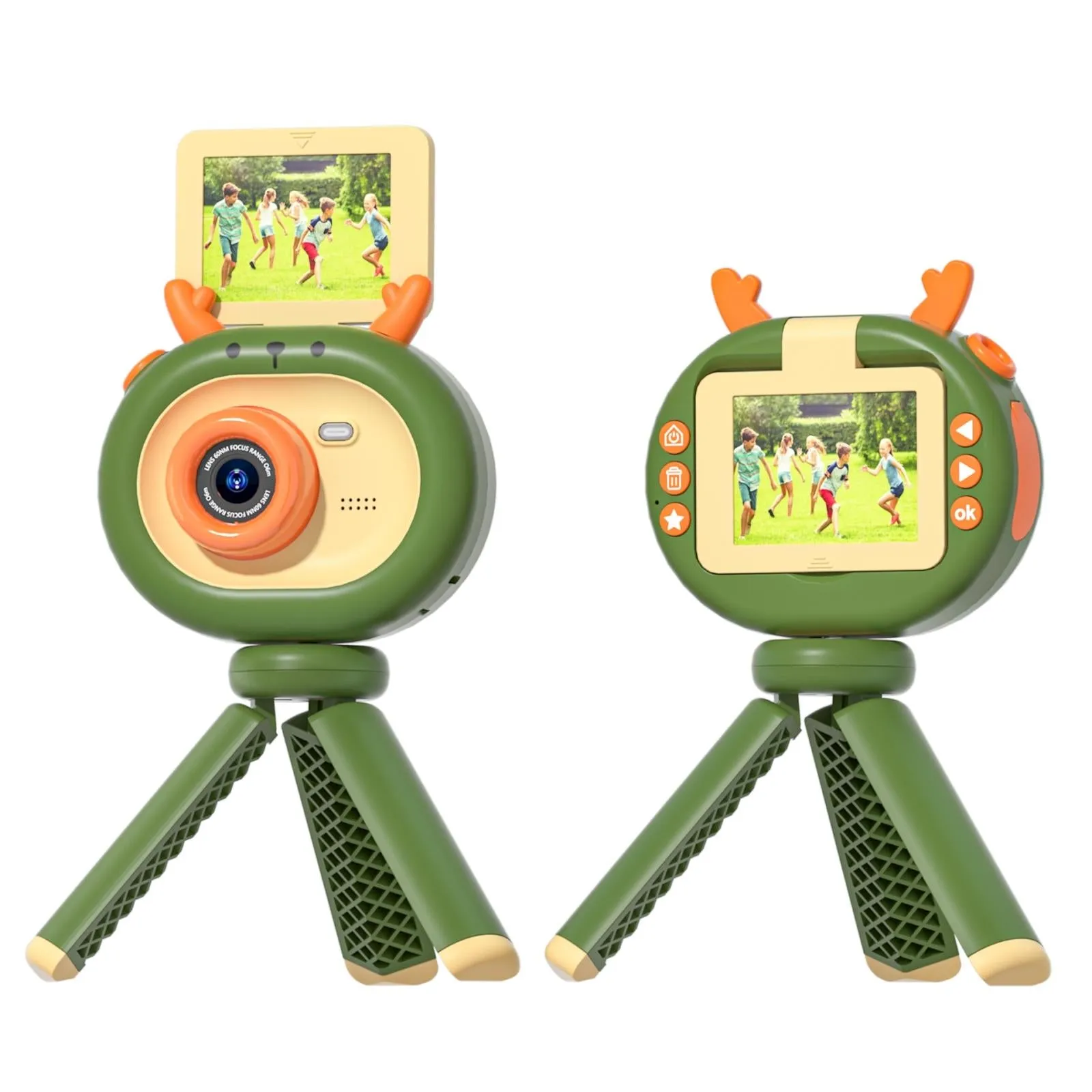 180-degree Flip-screen Cartoon Digital Camera with Stand 2.4-inch 1080p Hd