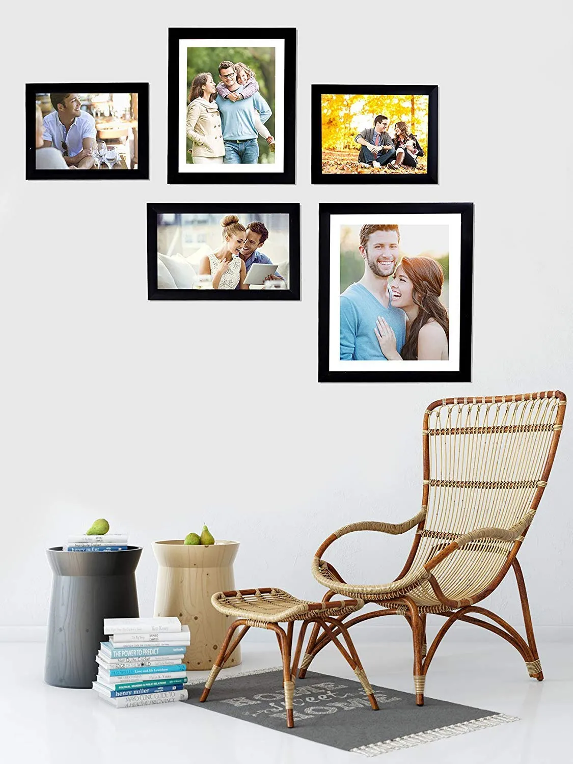Art Street - Set of 5 Individual Black Wall Photo Frames Wall Hanging (Mix Size)(2 Units 6X8, 1 Units 6X10, 1 Unit 8X10, 1 Unit 10X12 inch), Other