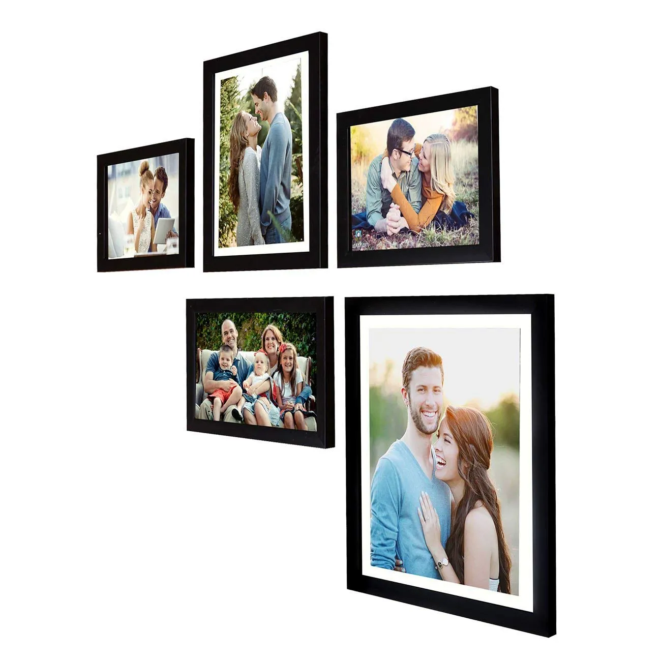 Art Street - Set of 5 Individual Black Wall Photo Frames Wall Hanging (Mix Size)(2 Units 6X8, 1 Units 6X10, 1 Unit 8X10, 1 Unit 10X12 inch), Other