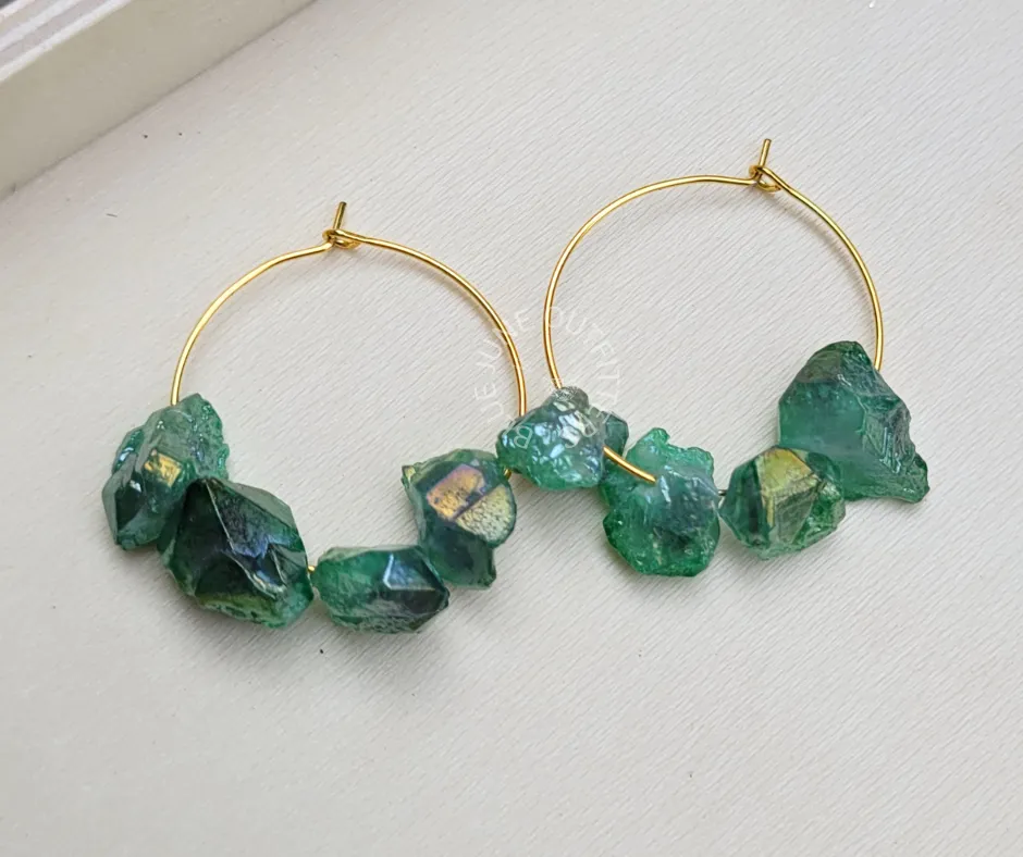 Aura Quartz 18k Gold Plated Hoop Earrings