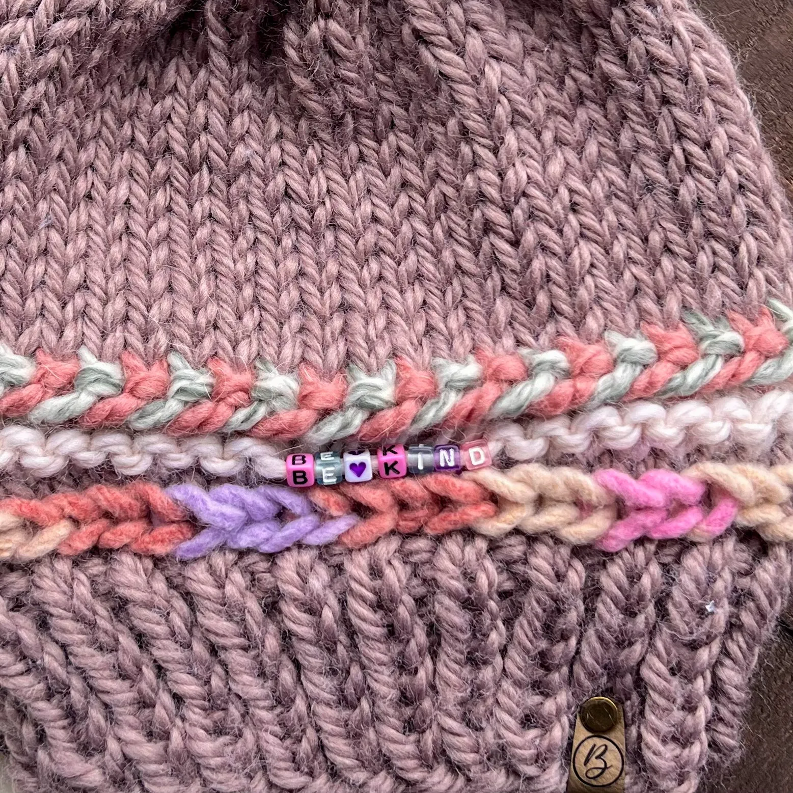 Be Kind Friendship Bracelet Knitted Beanie