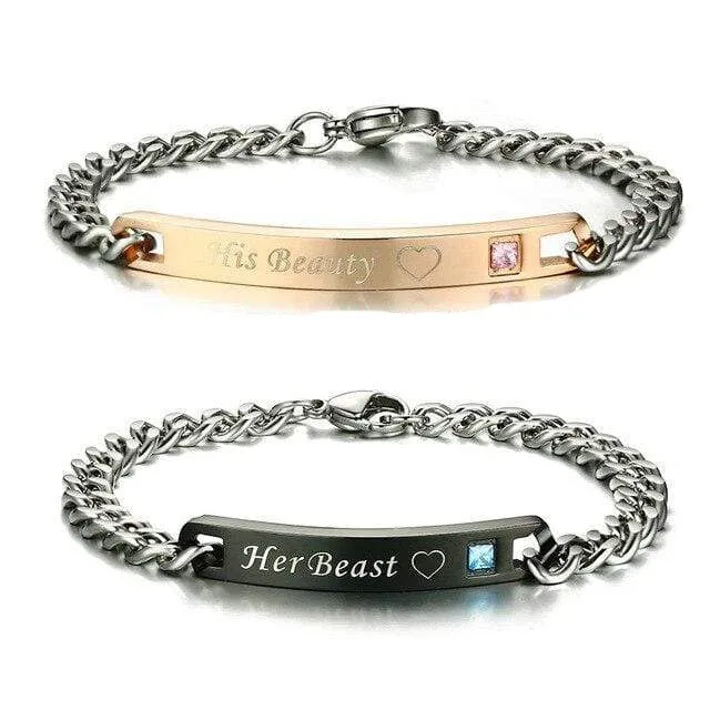 Beauty and the beast couple bracelet