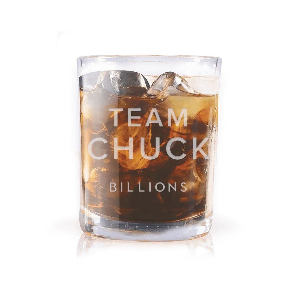 Billions Team Chuck Laser Engraved Rocks Glass