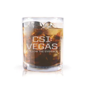 CSI: Vegas Follow The Evidence Laser Engraved Rocks Glass