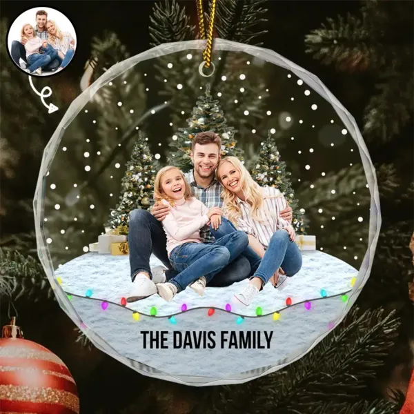 Custom Photo Memorial Always & Forever In My Heart - Personalized Circle Glass Ornament