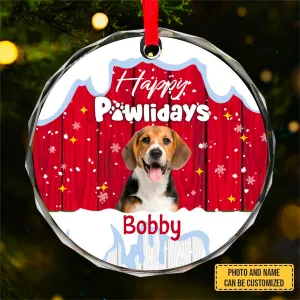 Custom Photo Pet Face - Christmas Gift For Dog Lovers, Cat Lovers, Pet Lovers, Pet Memorial - Personalized Circle Glass Ornament