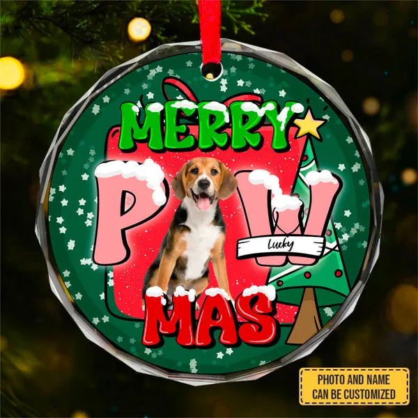 Custom Photo Pet Face - Christmas Gift For Dog Lovers, Cat Lovers, Pet Lovers, Pet Memorial - Personalized Circle Glass Ornament