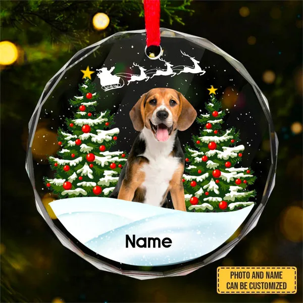 Custom Photo Pet Face - Christmas Gift For Dog Lovers, Cat Lovers, Pet Lovers, Pet Memorial - Personalized Circle Glass Ornament