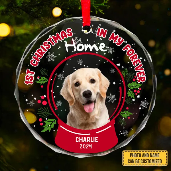 Custom Photo Pet Face - Christmas Gift For Dog Lovers, Cat Lovers, Pet Lovers, Pet Memorial - Personalized Circle Glass Ornament