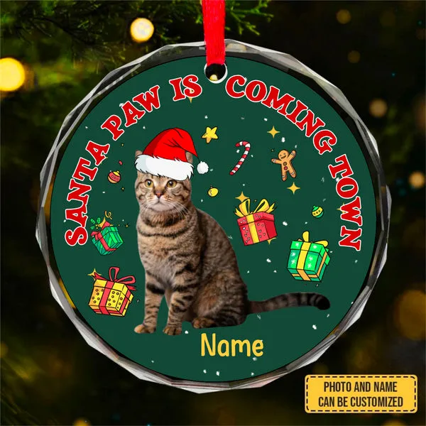 Custom Photo Pet Face - Christmas Gift For Dog Lovers, Cat Lovers, Pet Lovers, Pet Memorial - Personalized Circle Glass Ornament