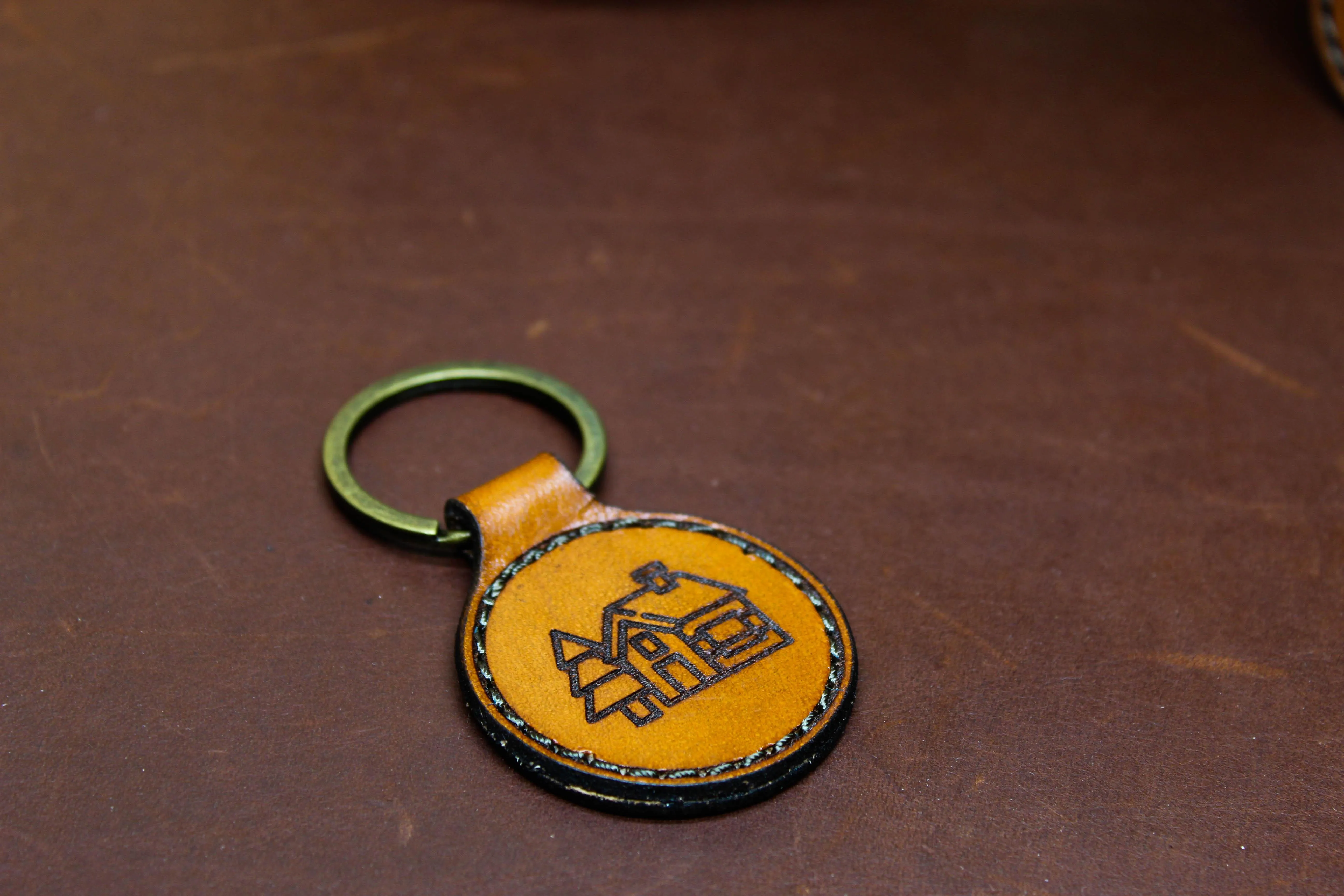 Custom Round Leather Keychain