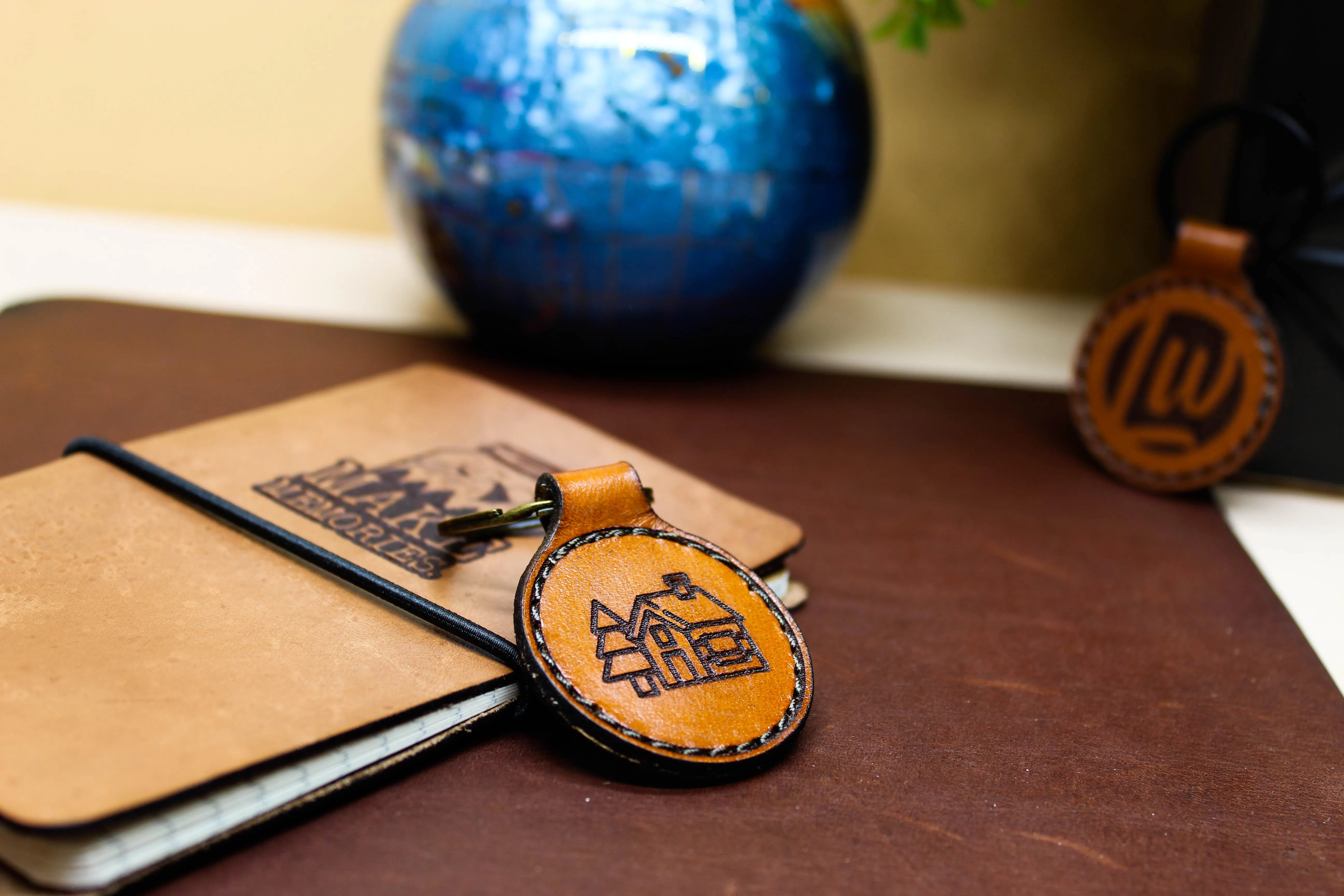 Custom Round Leather Keychain