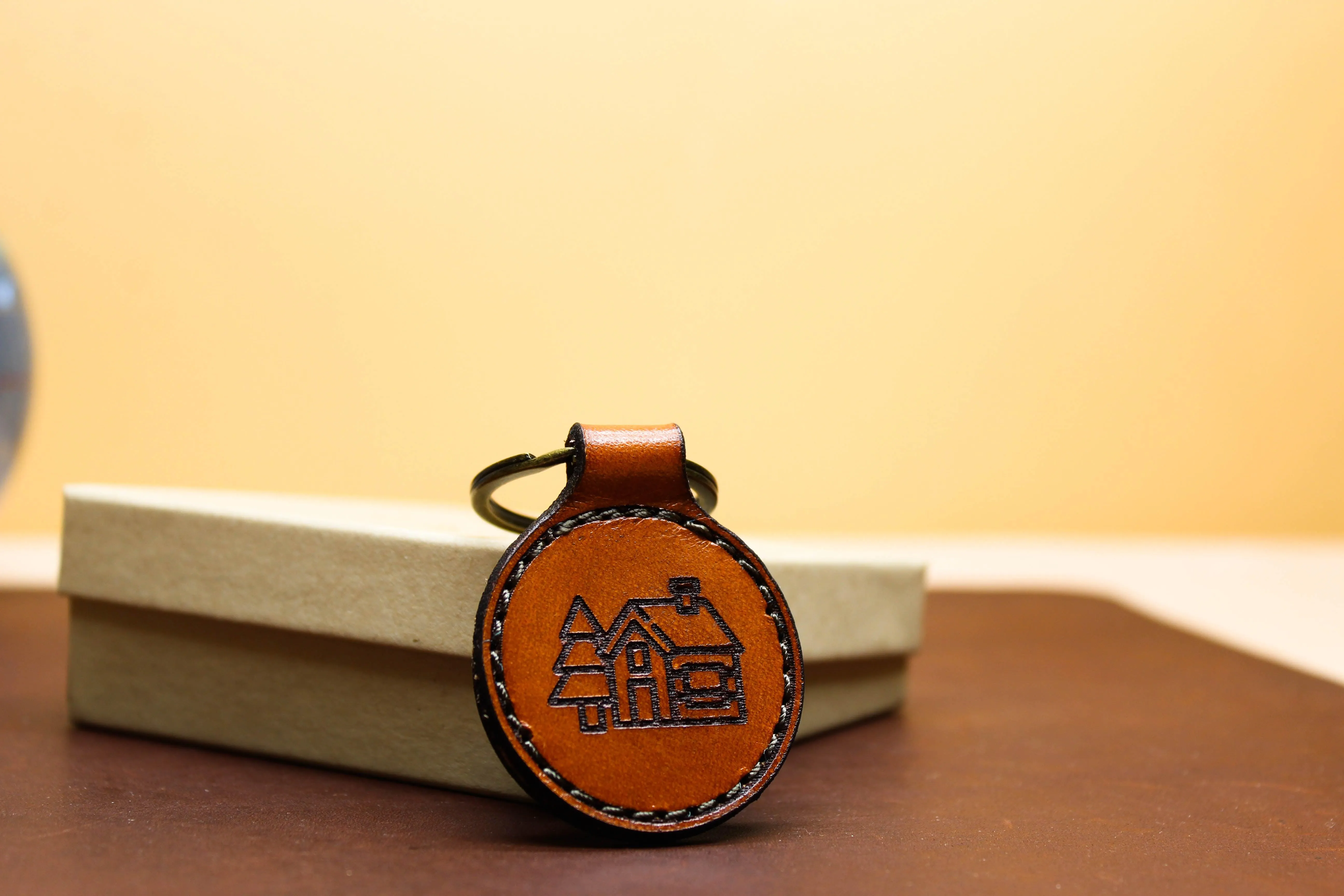 Custom Round Leather Keychain