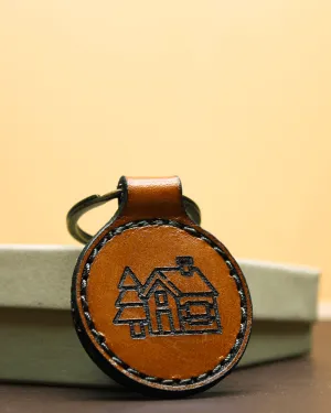 Custom Round Leather Keychain