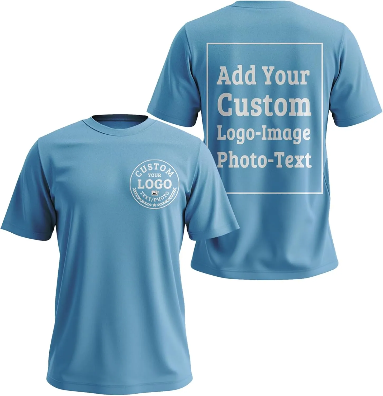 Custom T Shirts Bulk for Men Women Made in USA Personalized T Shirts with Logo,Text,Photo Cotton Tee Front/Back