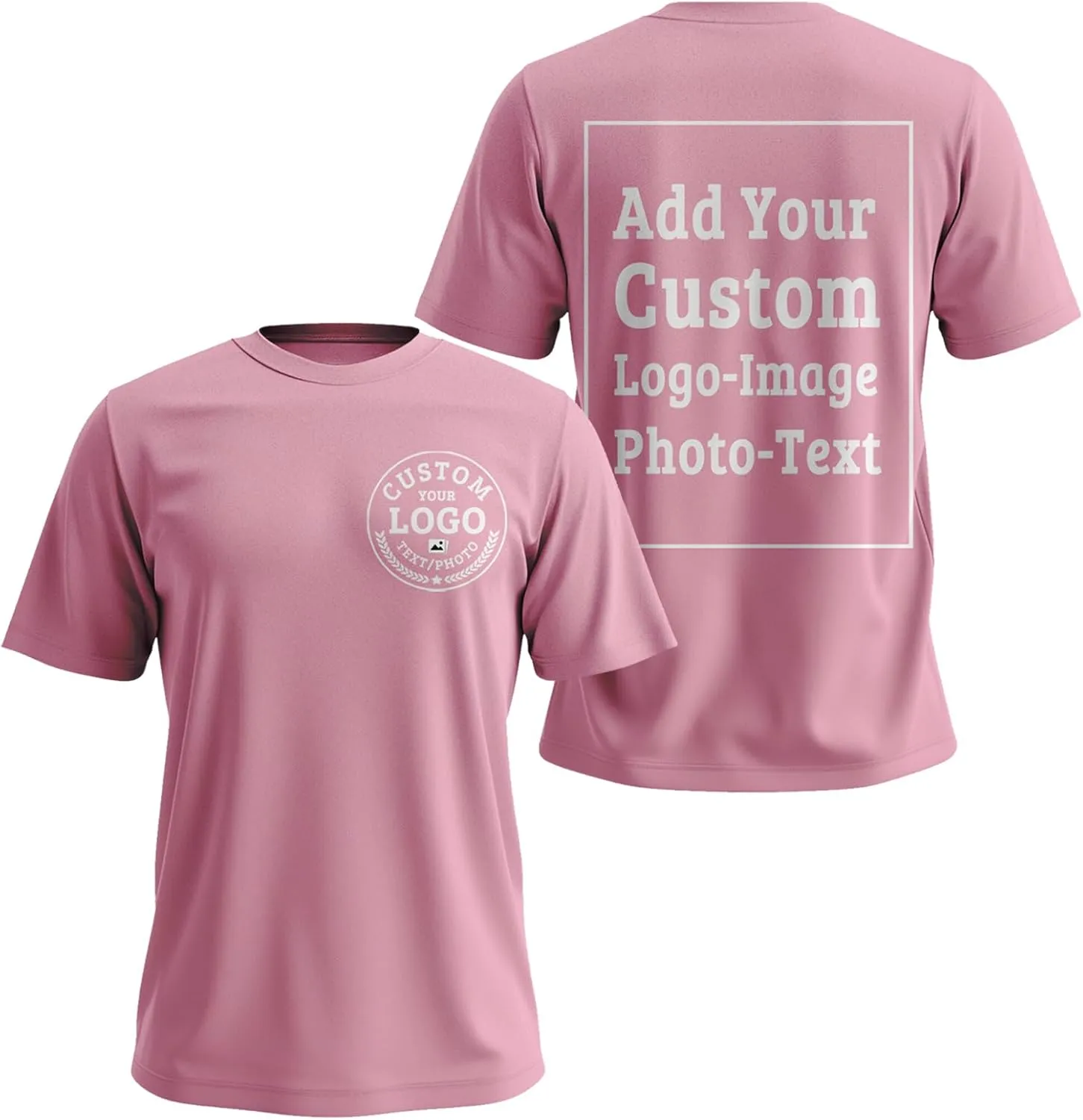 Custom T Shirts Bulk for Men Women Made in USA Personalized T Shirts with Logo,Text,Photo Cotton Tee Front/Back