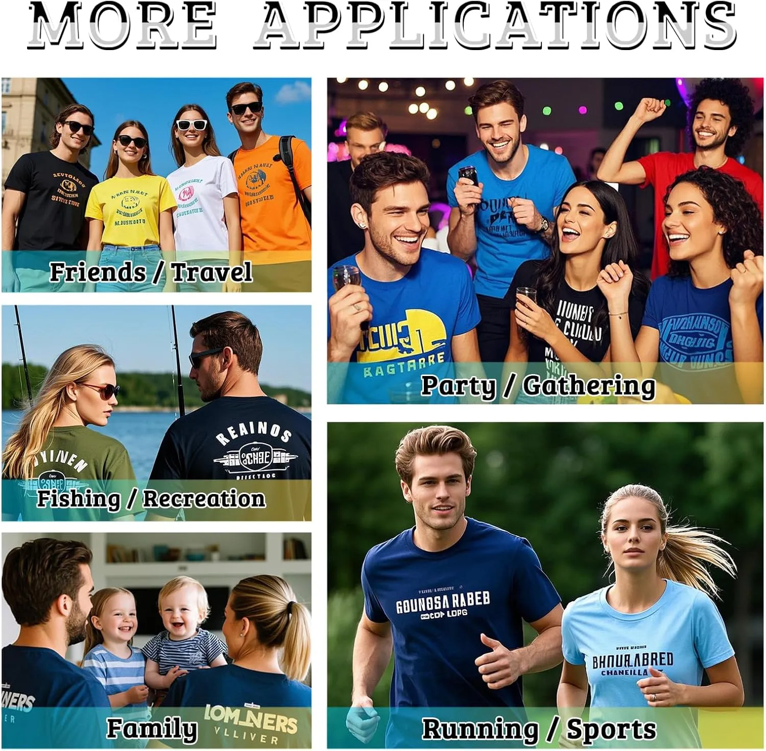 Custom T Shirts Bulk for Men Women Made in USA Personalized T Shirts with Logo,Text,Photo Cotton Tee Front/Back