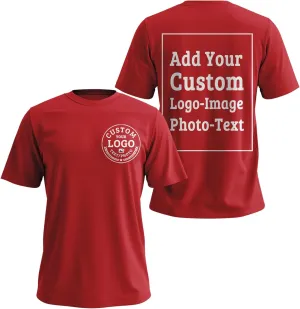 Custom T Shirts Bulk for Men Women Made in USA Personalized T Shirts with Logo,Text,Photo Cotton Tee Front/Back