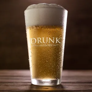 Drunk History Logo Laser Engraved Pint Glass