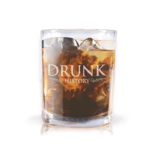 Drunk History Logo Laser Engraved Rocks Glass