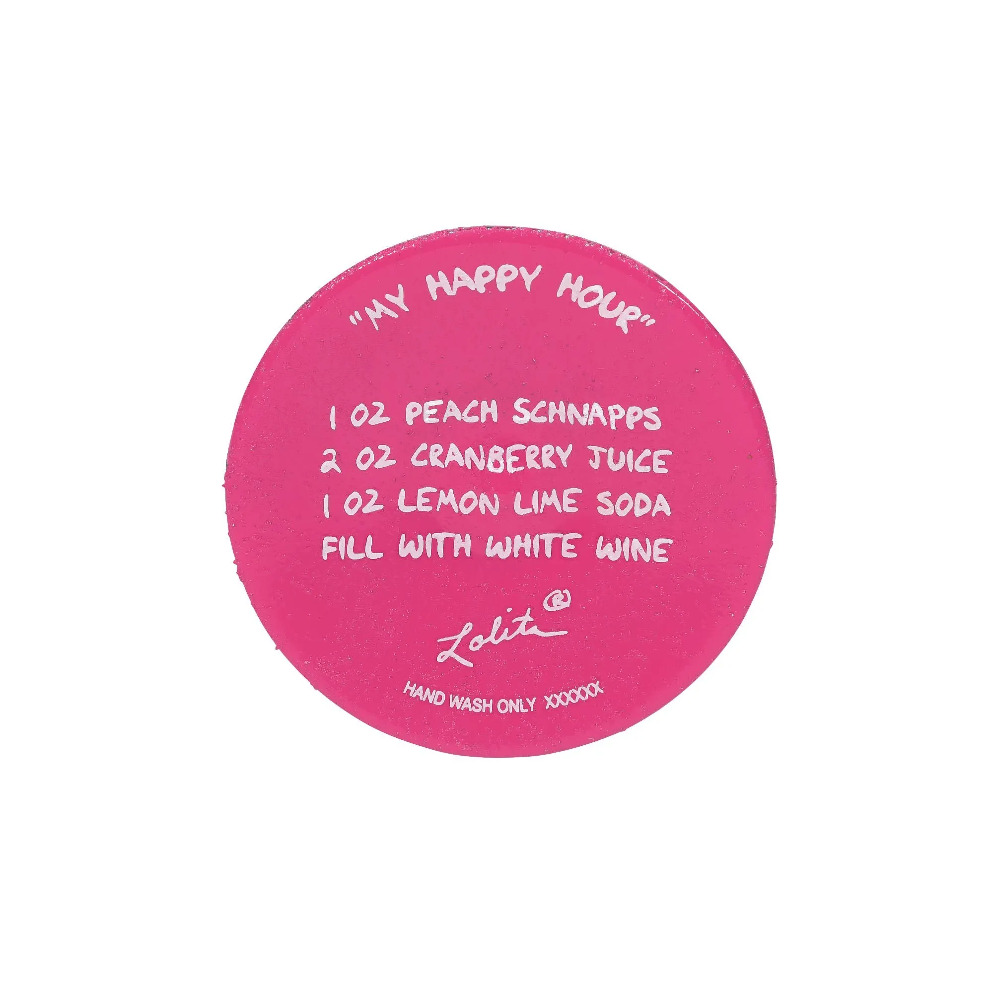 Happy Hour Hand-Painted Wine Glass, 15 oz.