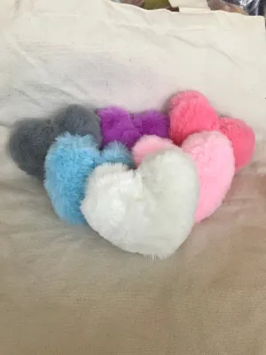 Heart Pom Pom Plush Keychains