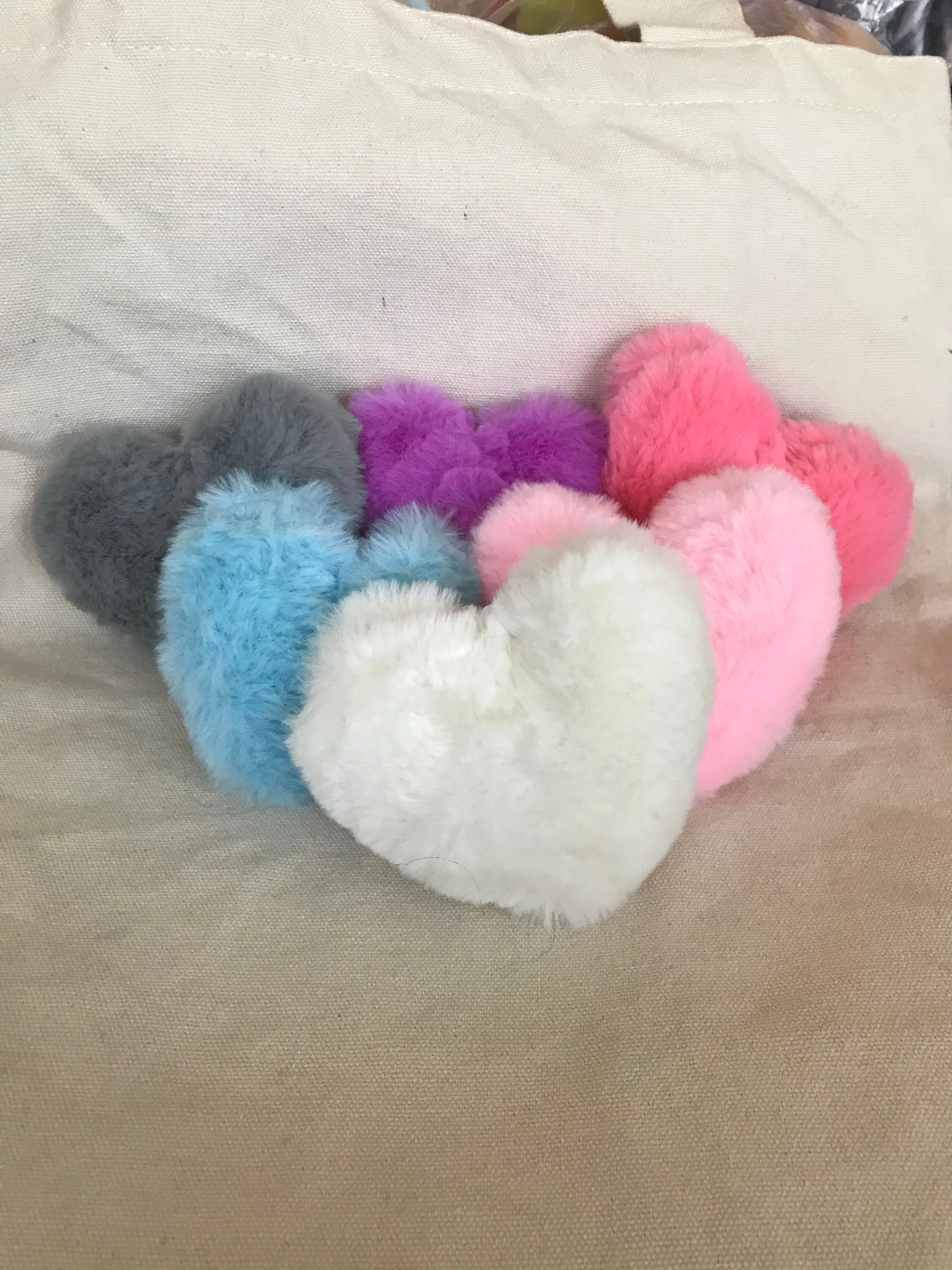 Heart Pom Pom Plush Keychains