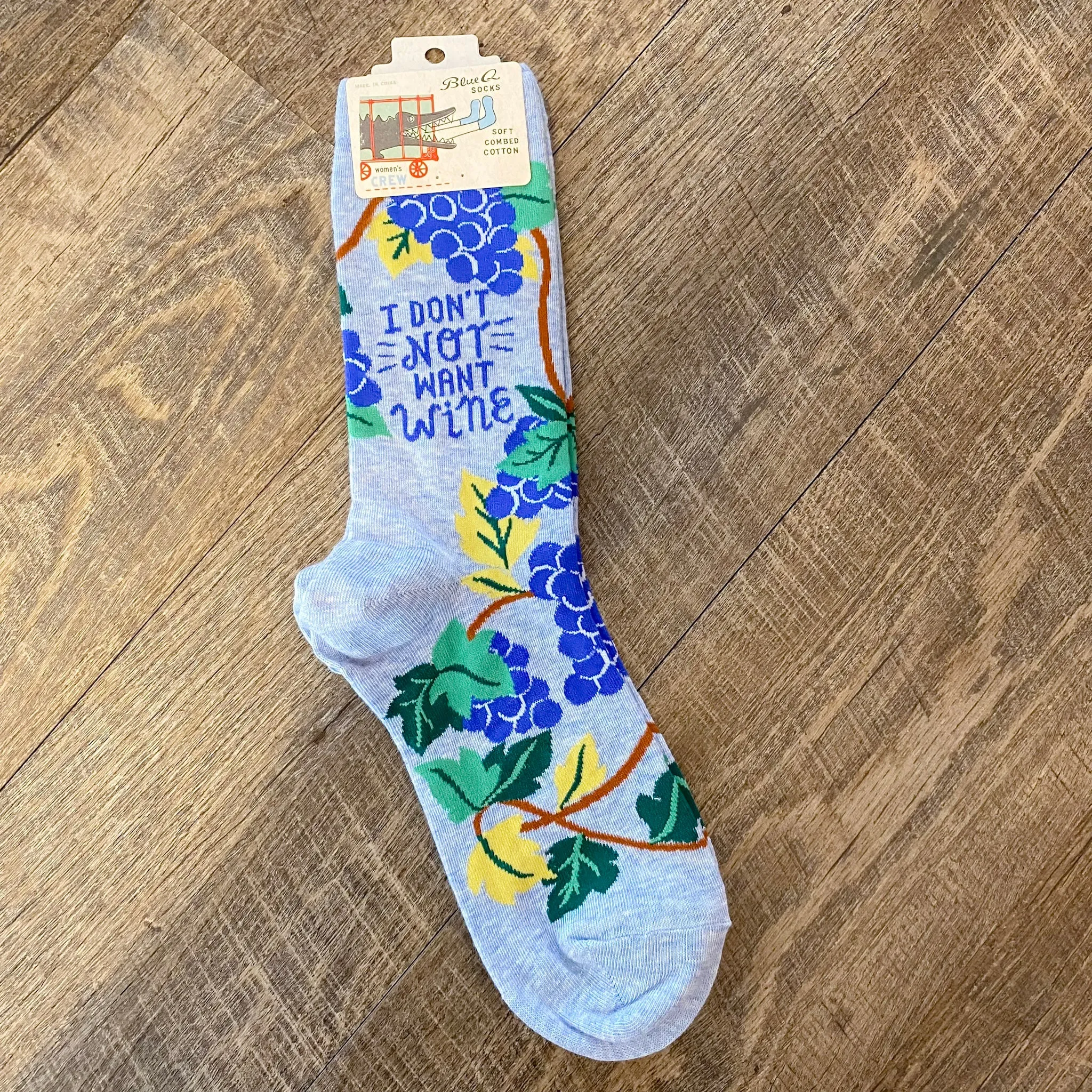 I Don't Not Want Wine Ladies Socks