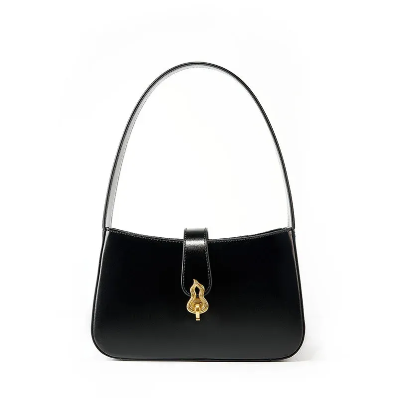 Luxury Wine Red Genuine Leather Half Moon Shoulder Bag for Women