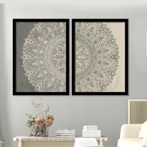 NoWorries Mandala Paintings for Wall Decoration- Modern Art Decor Frames for Living Room - Wall Paintings/Wall Hanging (13x17 inches) Set of 2 Multicolor