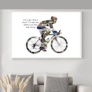 Personalized Cycling Photo Collage Template Custom Cycling Gifts for Men - Customized Image Canvas