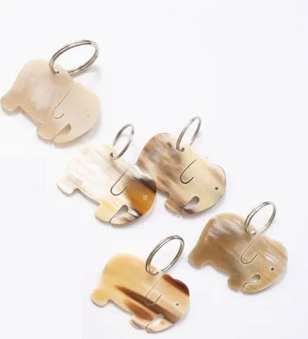 Recycled Elephant Ankole Cow Horn Key Chains