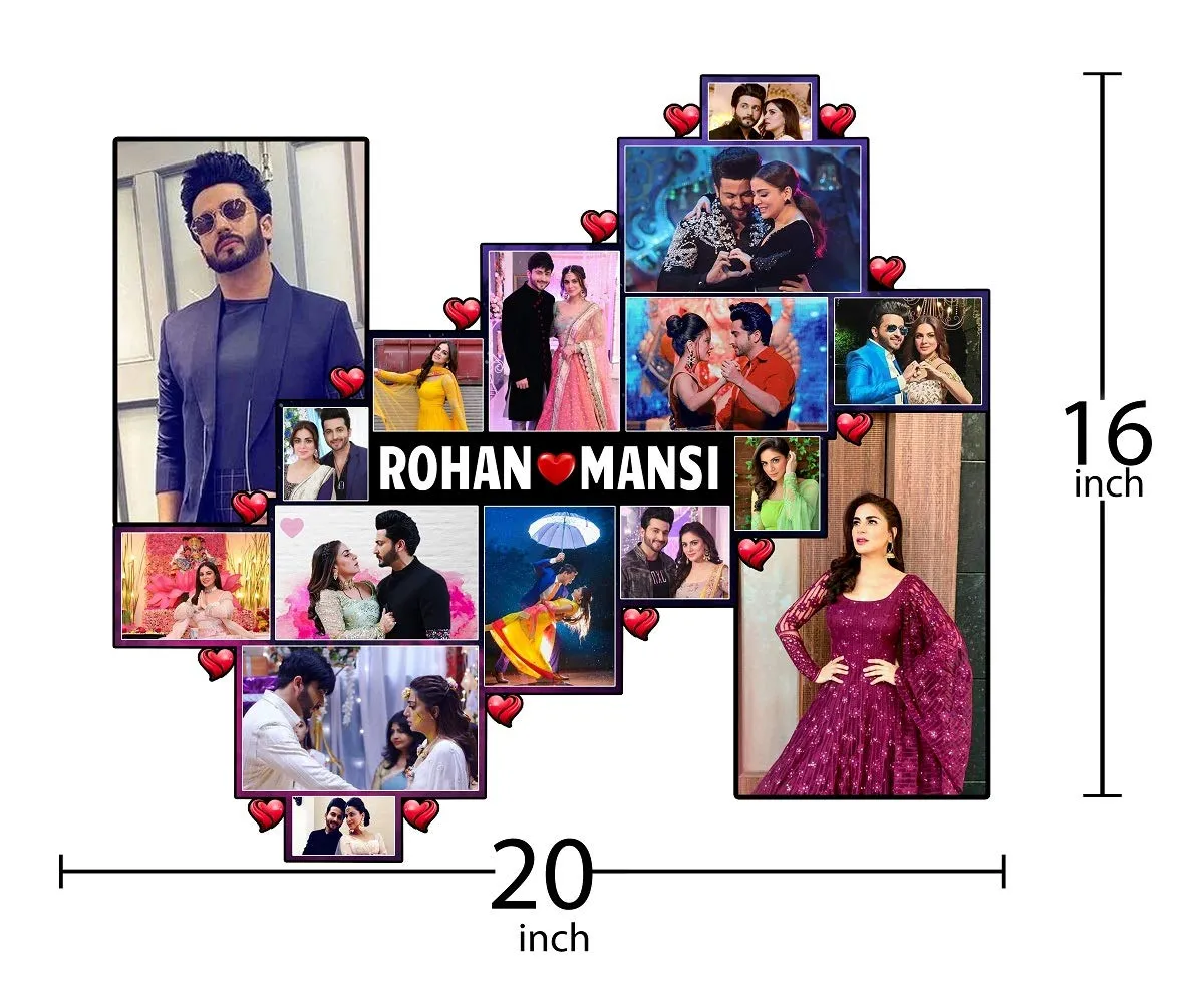 Shri Kanth Art® Personalized Wedding Photo Collage with Full Name Ideal for Husband & Fiance Gift Best Memories Photo Frame Wall Art Decor Gift-(Frame Size 16x20 Inch)