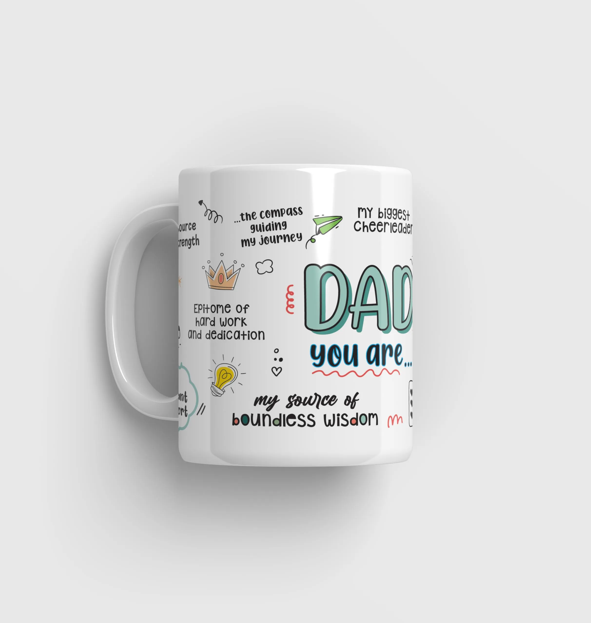SINCE 7 STORE Father's Day Doodle Coffee Mug with Greeting Card - Thoughtful Gift for Papa (350 ml) - Father's Day, Best Gift for Father Dad Daddy, Papa's Birthday - Dishwasher Microwave Safe