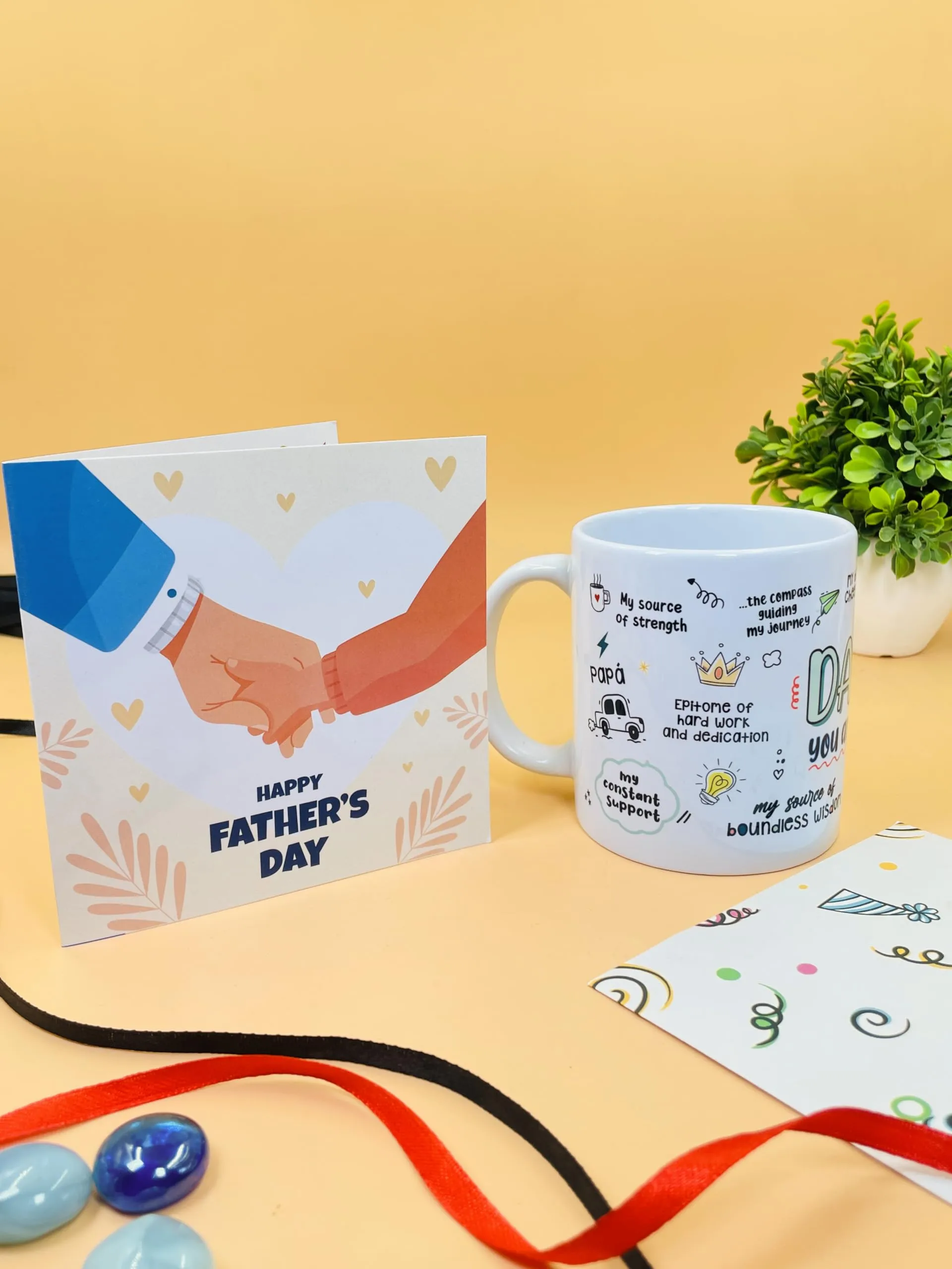 SINCE 7 STORE Father's Day Doodle Coffee Mug with Greeting Card - Thoughtful Gift for Papa (350 ml) - Father's Day, Best Gift for Father Dad Daddy, Papa's Birthday - Dishwasher Microwave Safe