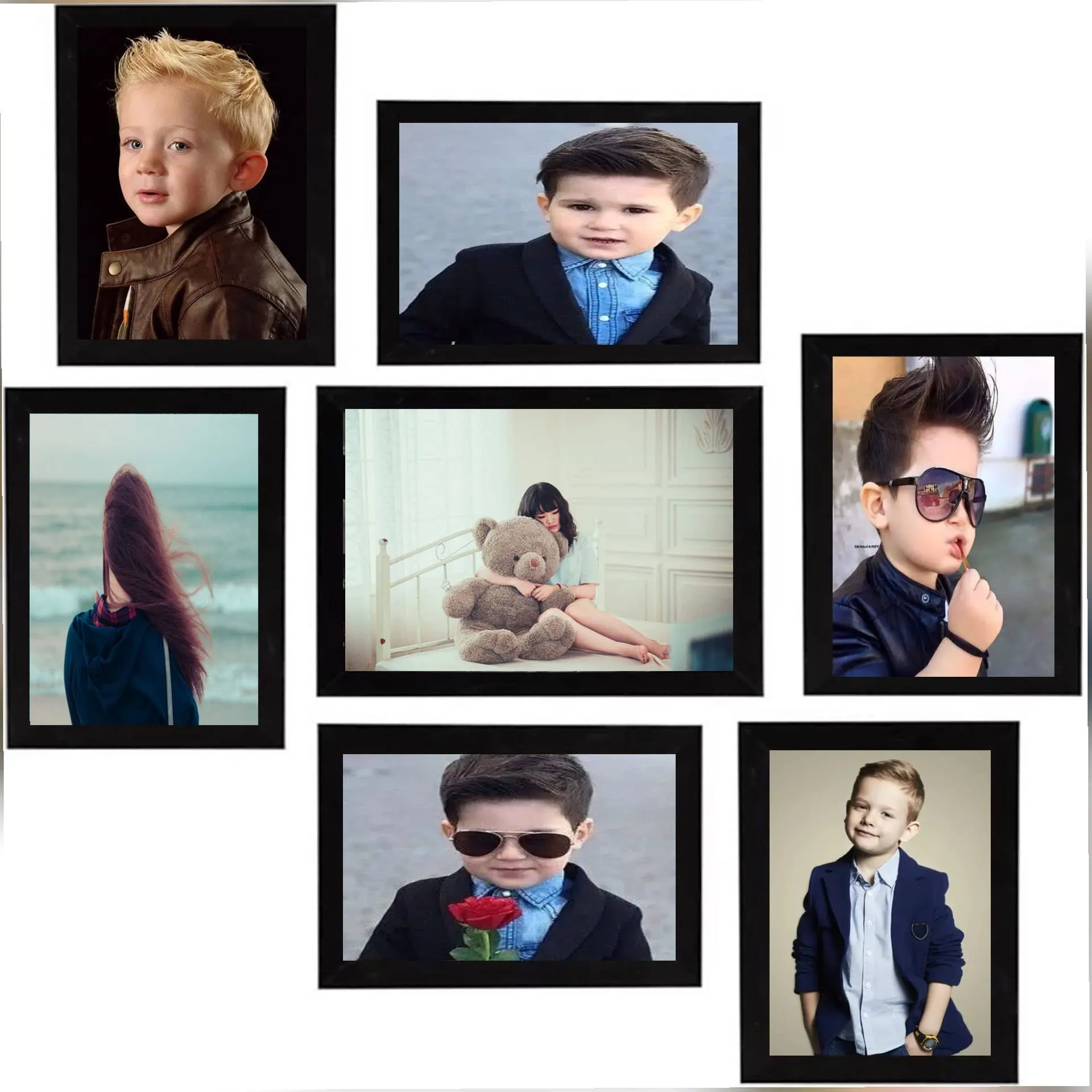 SJM Enterprises Collage Photo Frames, Set of 7, Wall Hanging (7 Pcs Set) Size- 5X7 4"X6"