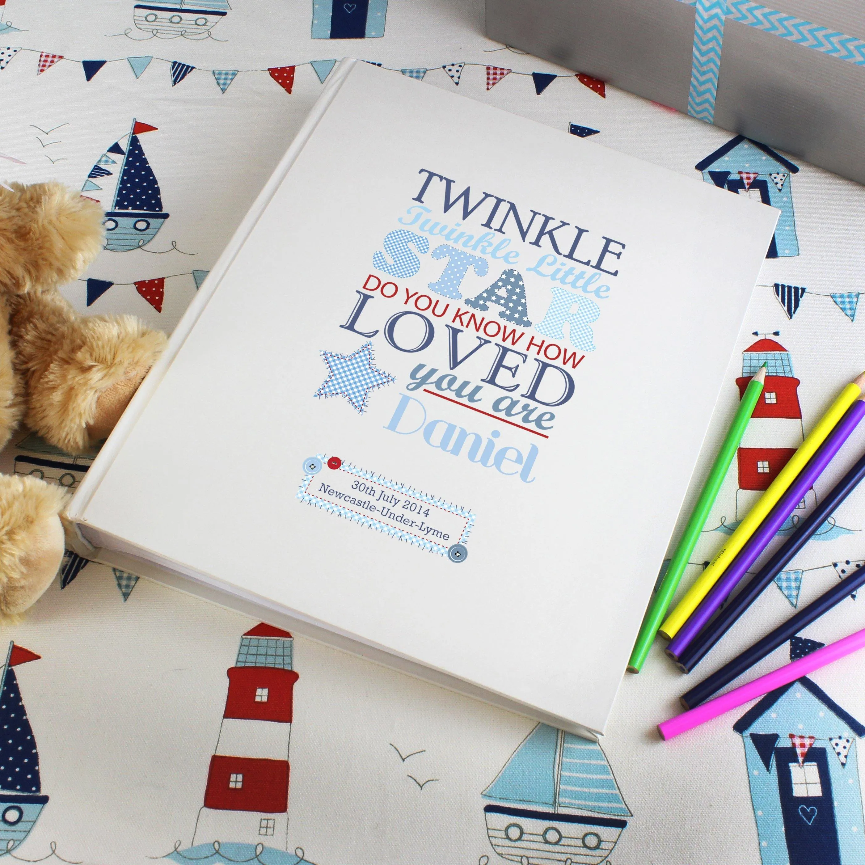 Twinkle Twinkle Little Star Personalised Photo Album - Blue