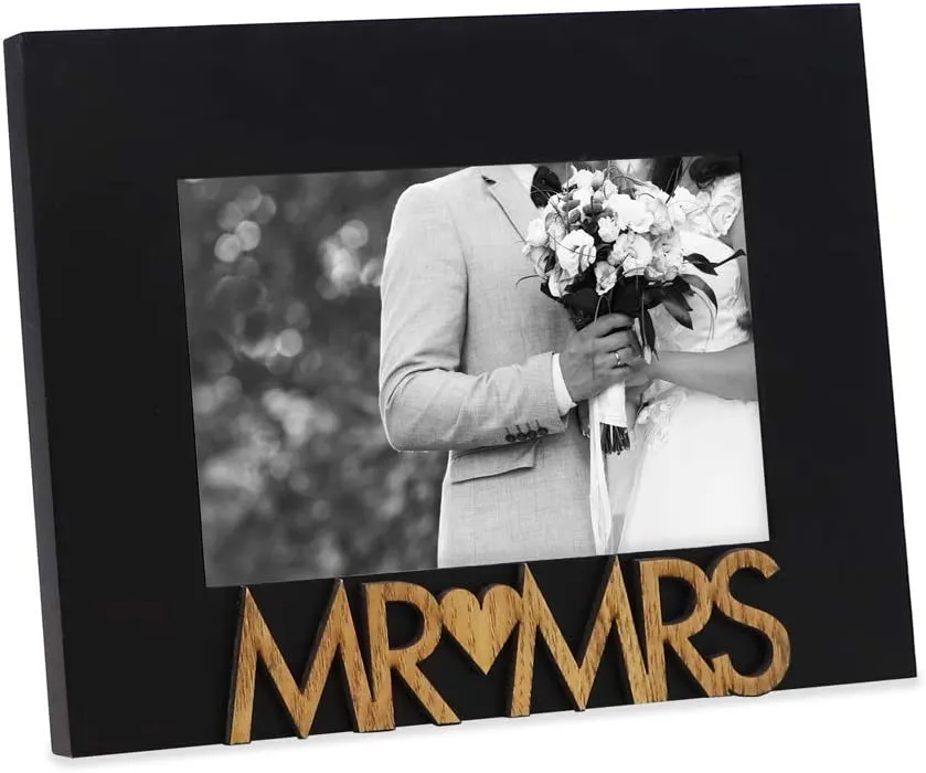 White Wood Sentiments “Mr & Mrs” Picture Frame, 4x6 inch,