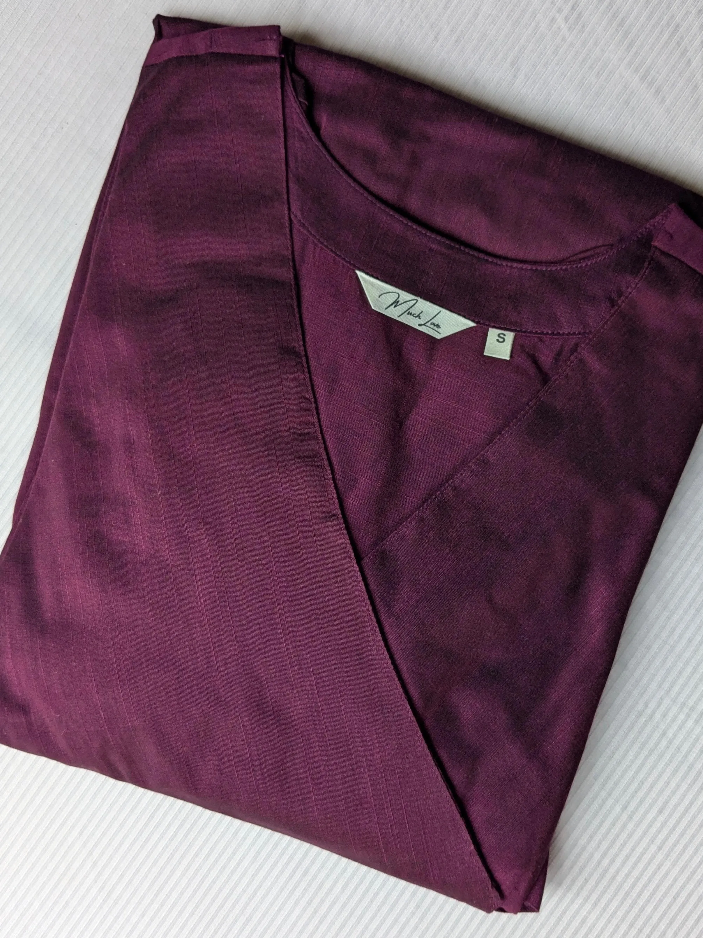 Wine Semi Silk Wrap Dress